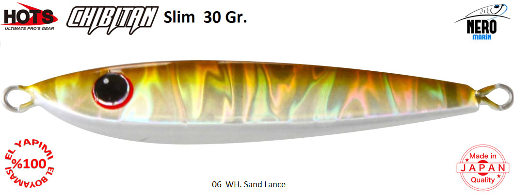 Hots Chibitan Slim Jig 30 Gr. 06 WH. Sand Lance