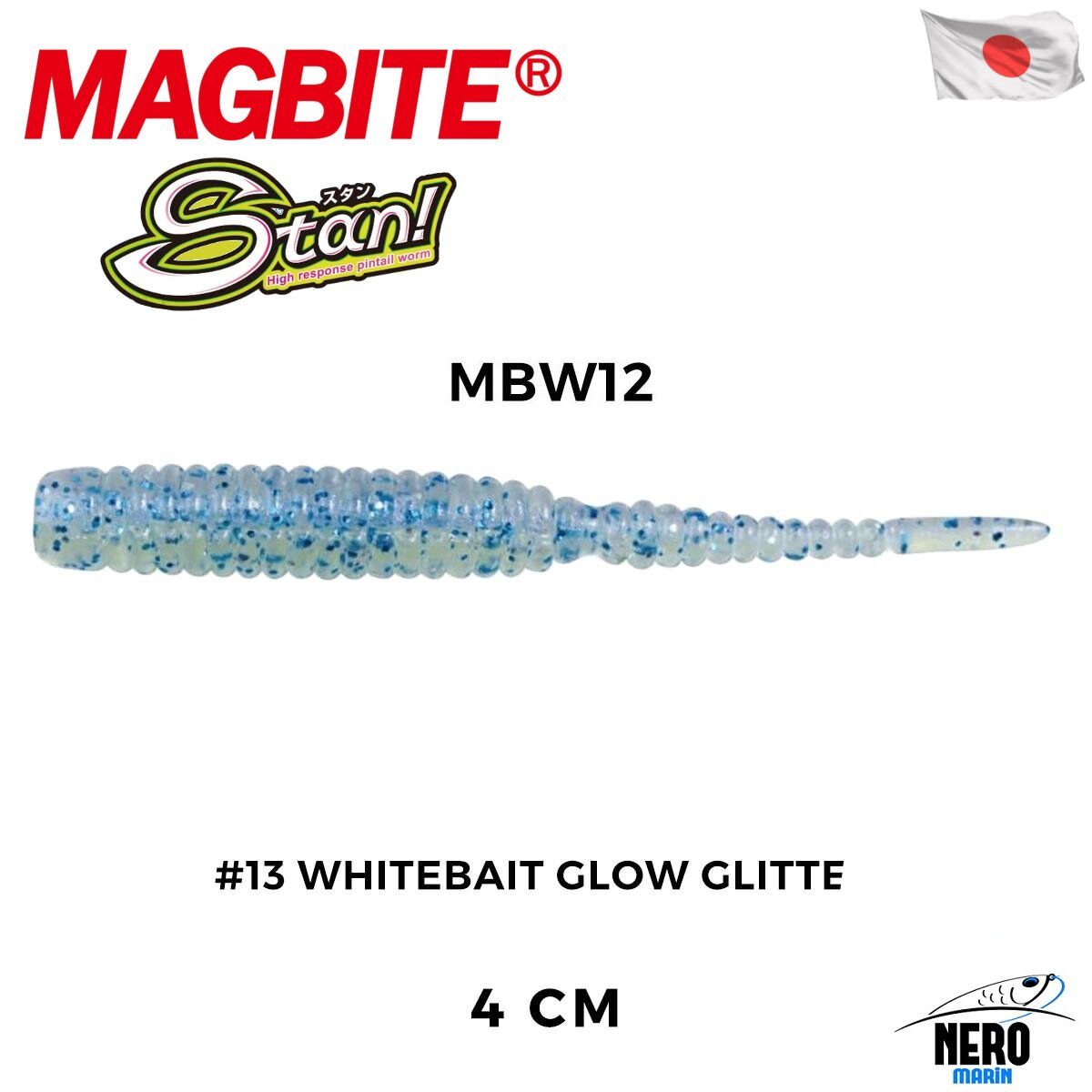 Magbite Stan 4cm #13 Whitebait Glow Glitter Kokulu Slikon Yem (8 Adet)