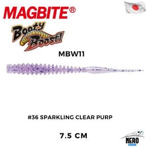 Magbite Tai Rubber Booty Boost 7.5cm #36 Sparkling Clear Purple Kokulu Silikon Yem (6 Adet)
