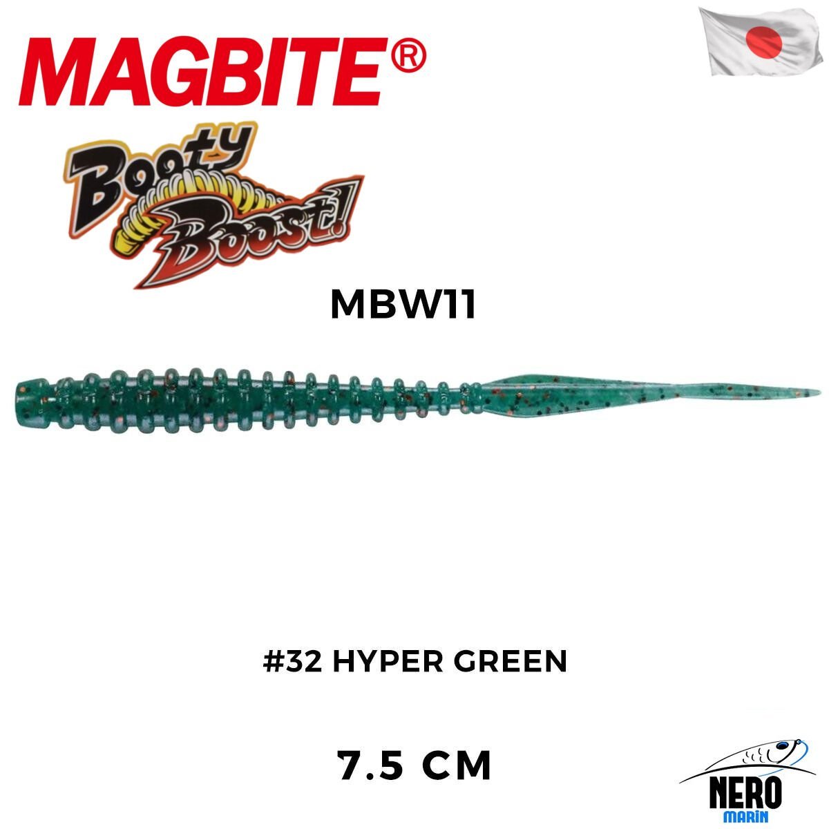 Magbite Tai Rubber Booty Boost 7.5cm #32 Hyper Green Kokulu Silikon Yem (6 Adet)