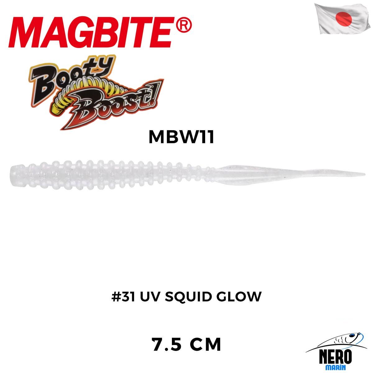 Magbite Tai Rubber Booty Boost 7.5cm #31 UV Squid Glow Kokulu Silikon Yem (6 Adet)