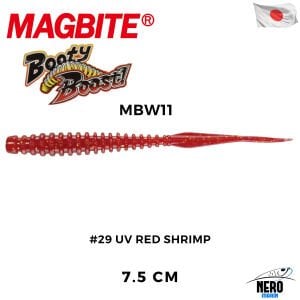 Magbite Tai Rubber Booty Boost 7.5cm #29 UV Red Shrimp Kokulu Silikon Yem (6 Adet)