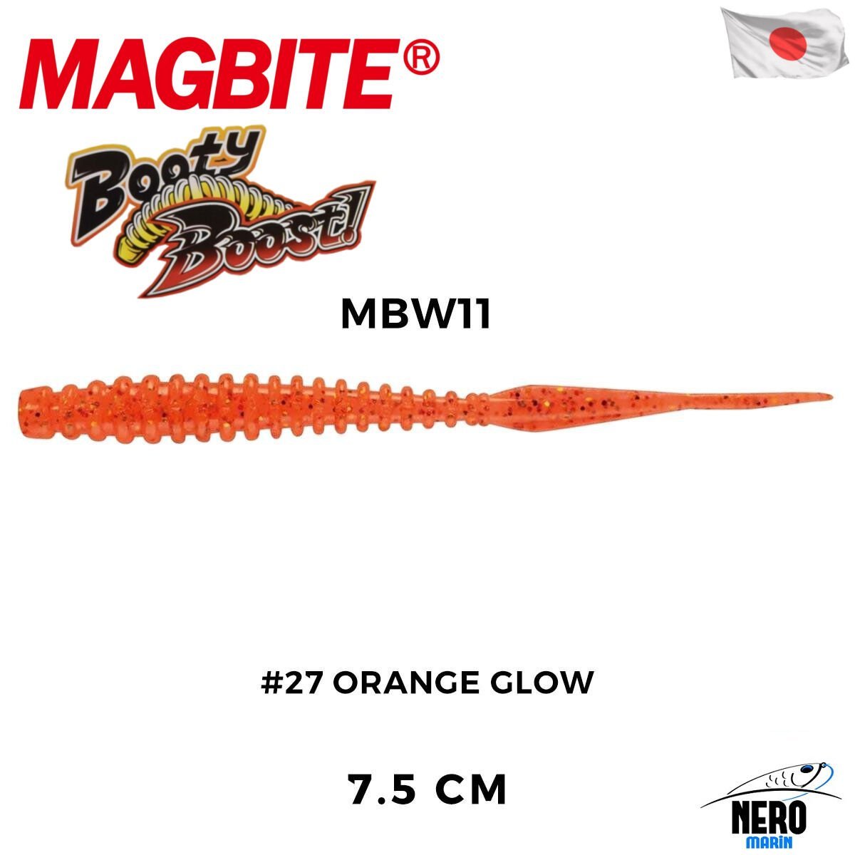 Magbite Tai Rubber Booty Boost 7.5cm #27 Orange Glow Kokulu Silikon Yem (6 Adet)