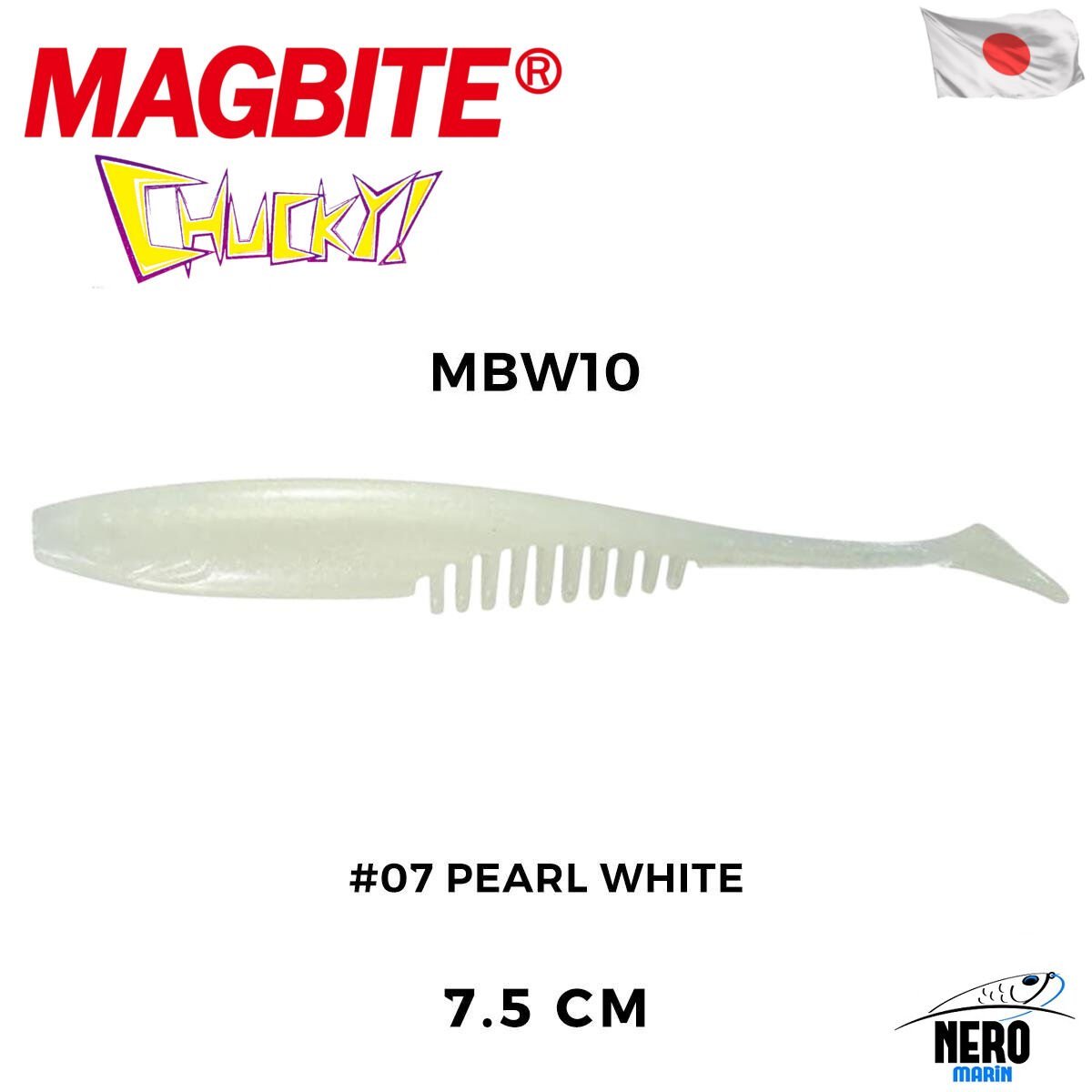 Magbite Chucky 7.5cm #07 Pearl White Kokulu Silikon Yem (5 Adet)
