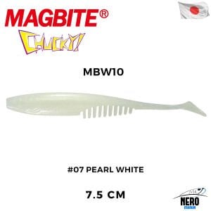 Magbite Chucky 7.5cm #07 Pearl White Kokulu Silikon Yem (5 Adet)