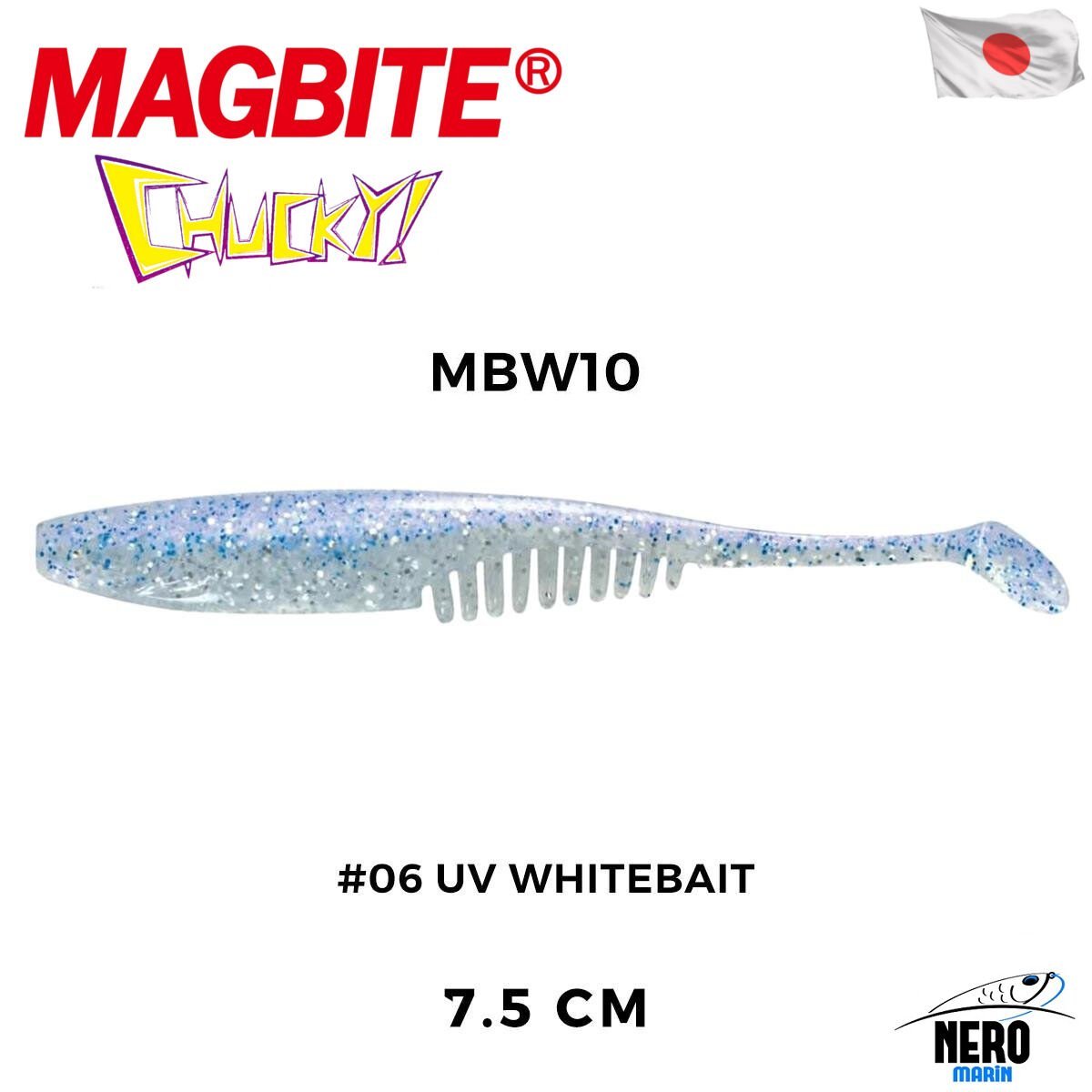 Magbite Chucky 7.5cm #06 UV Whitebait Kokulu Silikon Yem (5 Adet)