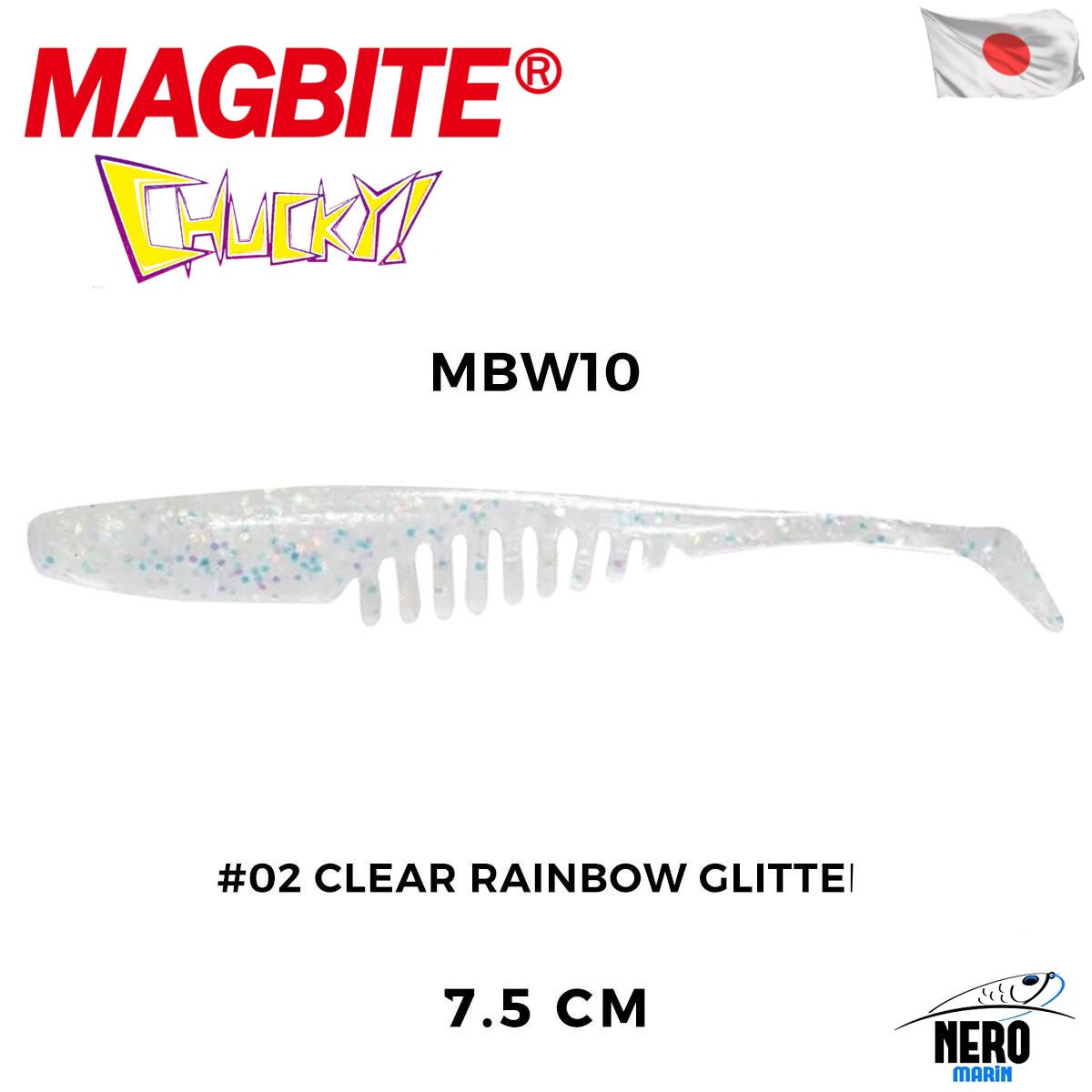 Magbite Chucky 7.5cm #02 Clear Rainbow Glitter Kokulu Silikon Yem (5 Adet)