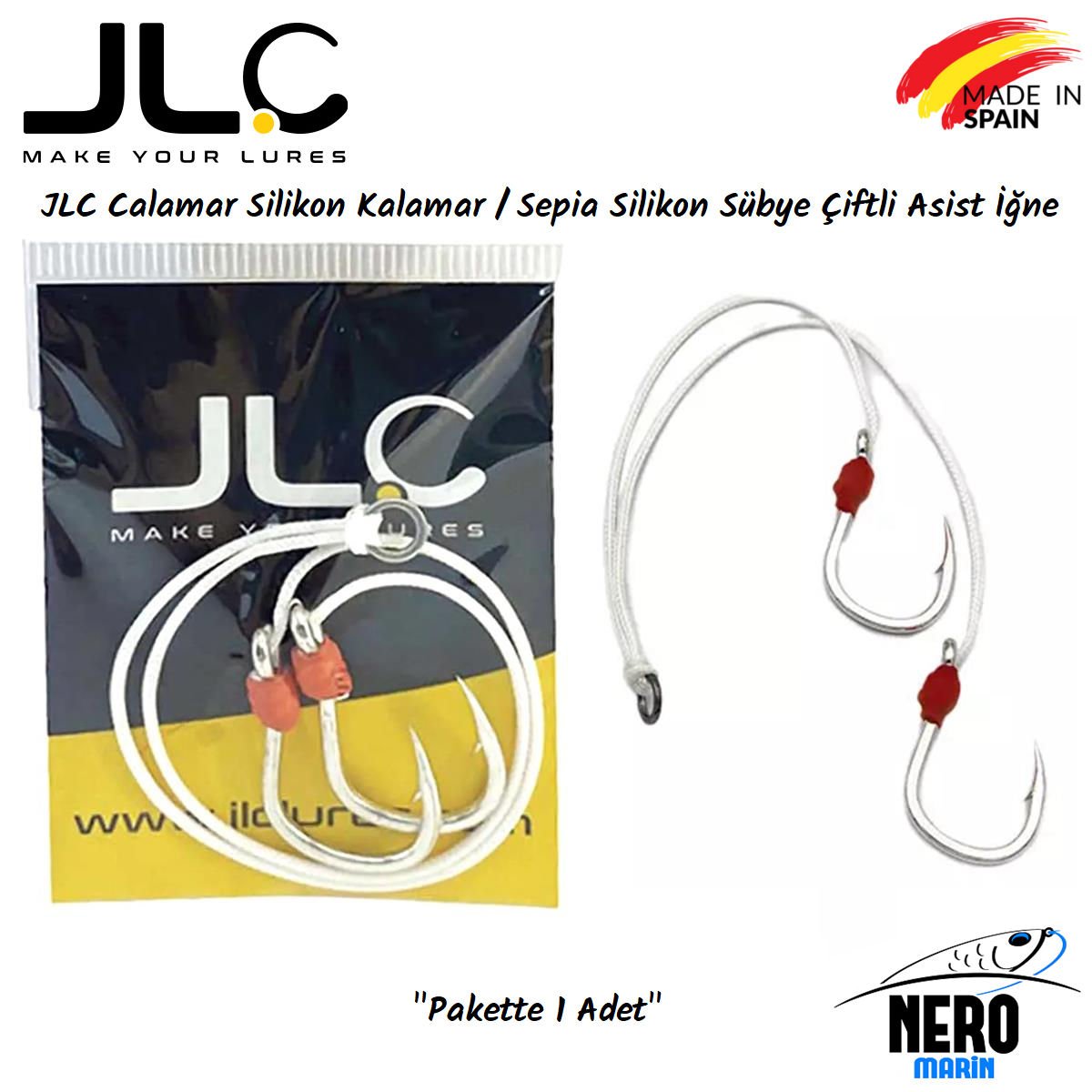 JLC Calamar Silikon Kalamar / Sepia Silikon Sübye Çiftli Asist İğne 1 Adet /Paket