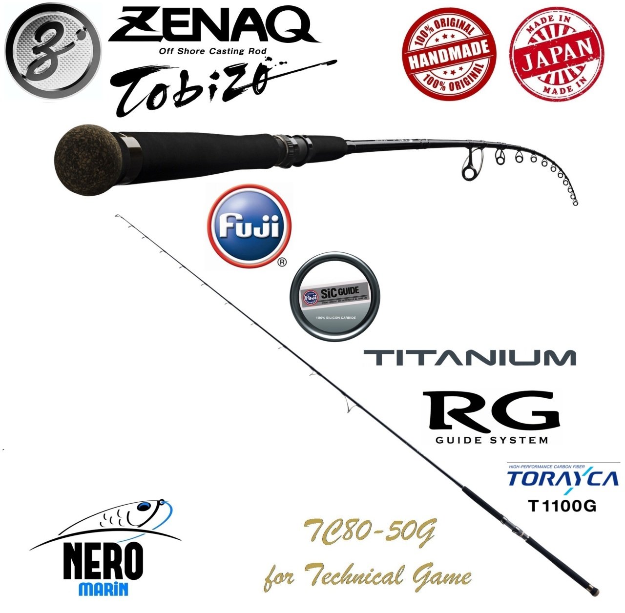 Zenaq Tobizo TC80-50G 244cm Max 80gr. Off Shore Casting Popping Olta Kamışı