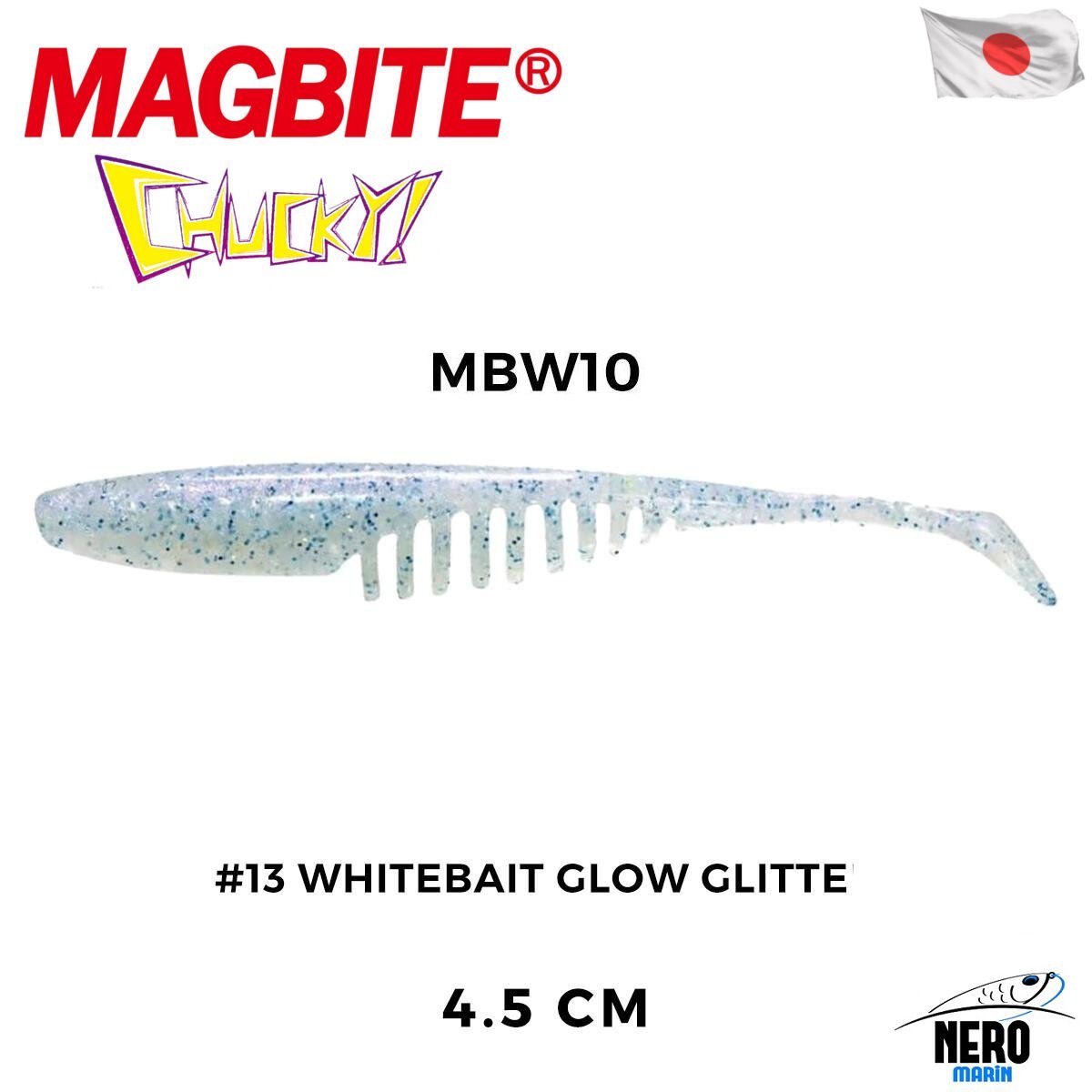 Magbite Chucky 4.5cm #13 Whitebait Glow Glitter Kokulu Silikon Yem (6 Adet)