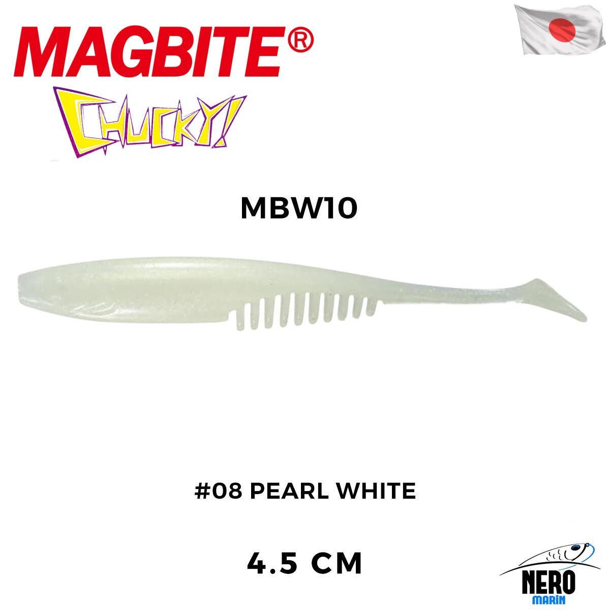 Magbite Chucky 4.5cm #08 Pearl White Kokulu Silikon Yem (6 Adet)