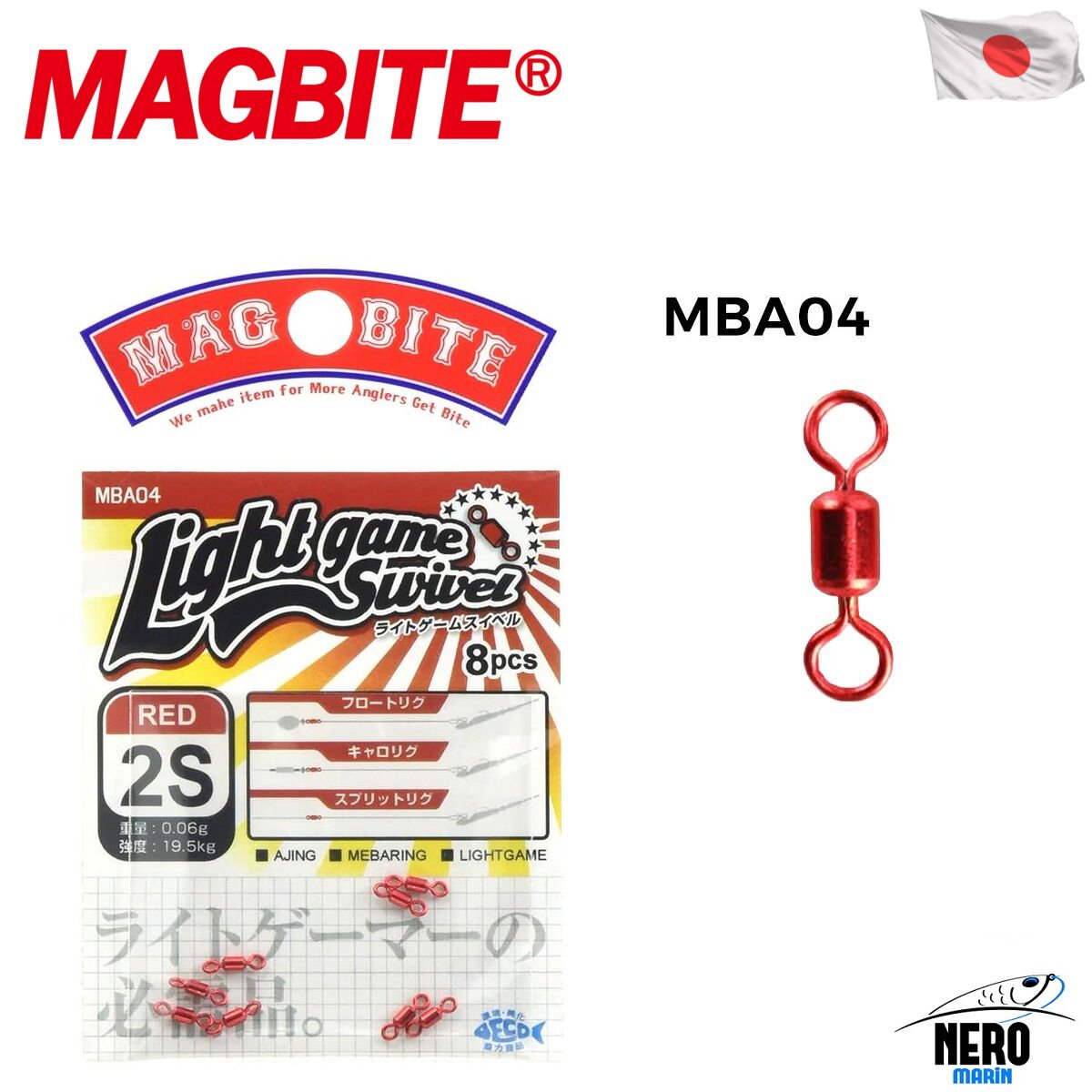 Magbite Light Game Swivel Fırdöndü Kırmızı #2S (8 Adet)