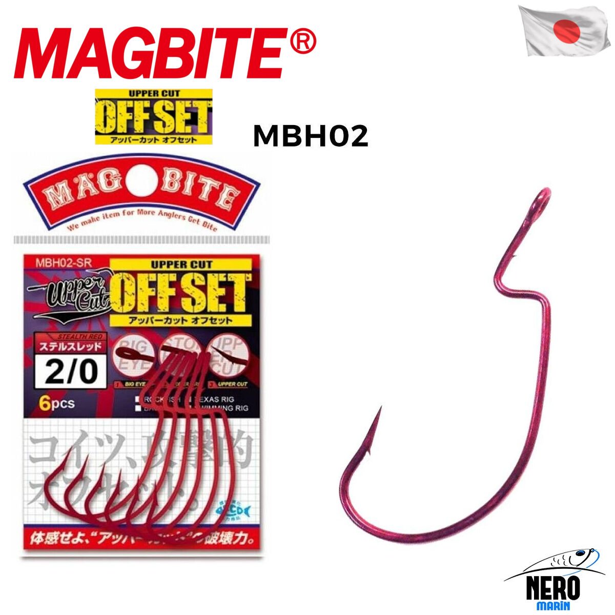 Magbite Uppercut Offset İğne Kırmızı #2/0 (6 Adet)