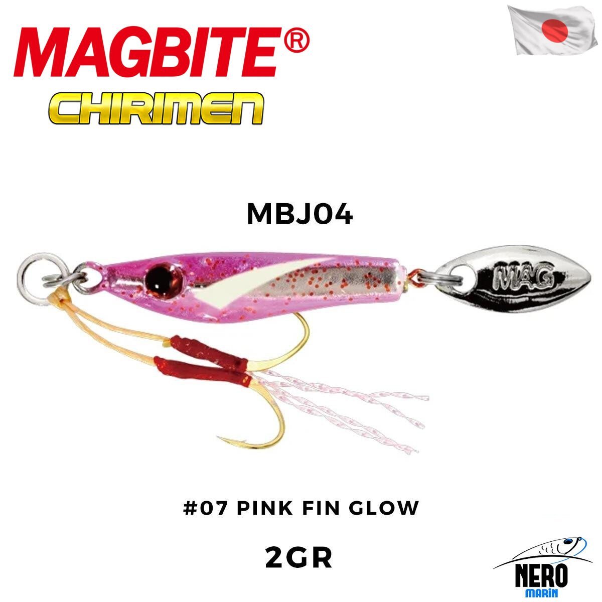 Magbite Chirimen Jig 2gr #07 Pink Fin Glow