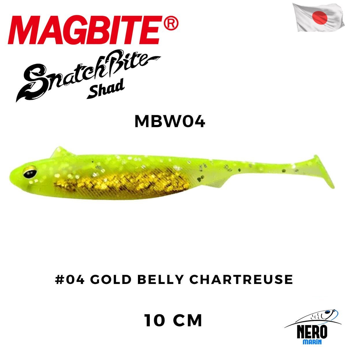 Magbite Snatch Bite Shad 10cm #04 Gold Belly Chartreuse (5 Adet)