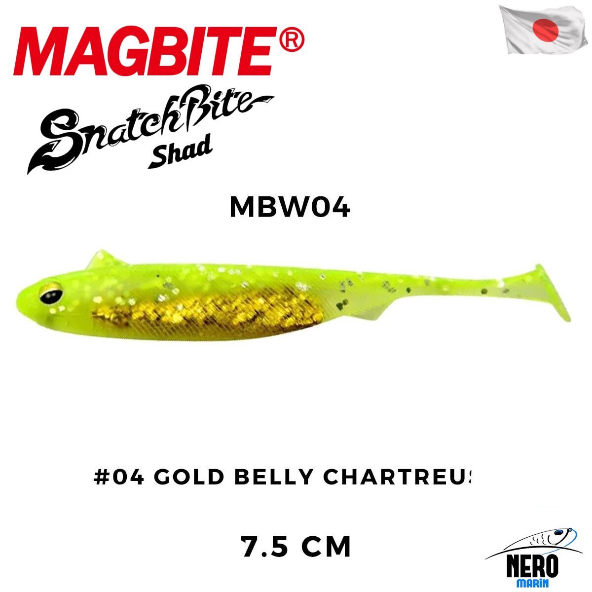 Magbite Snatch Bite Shad 7.5cm #04 Gold Belly Chartreuse (5 Adet)