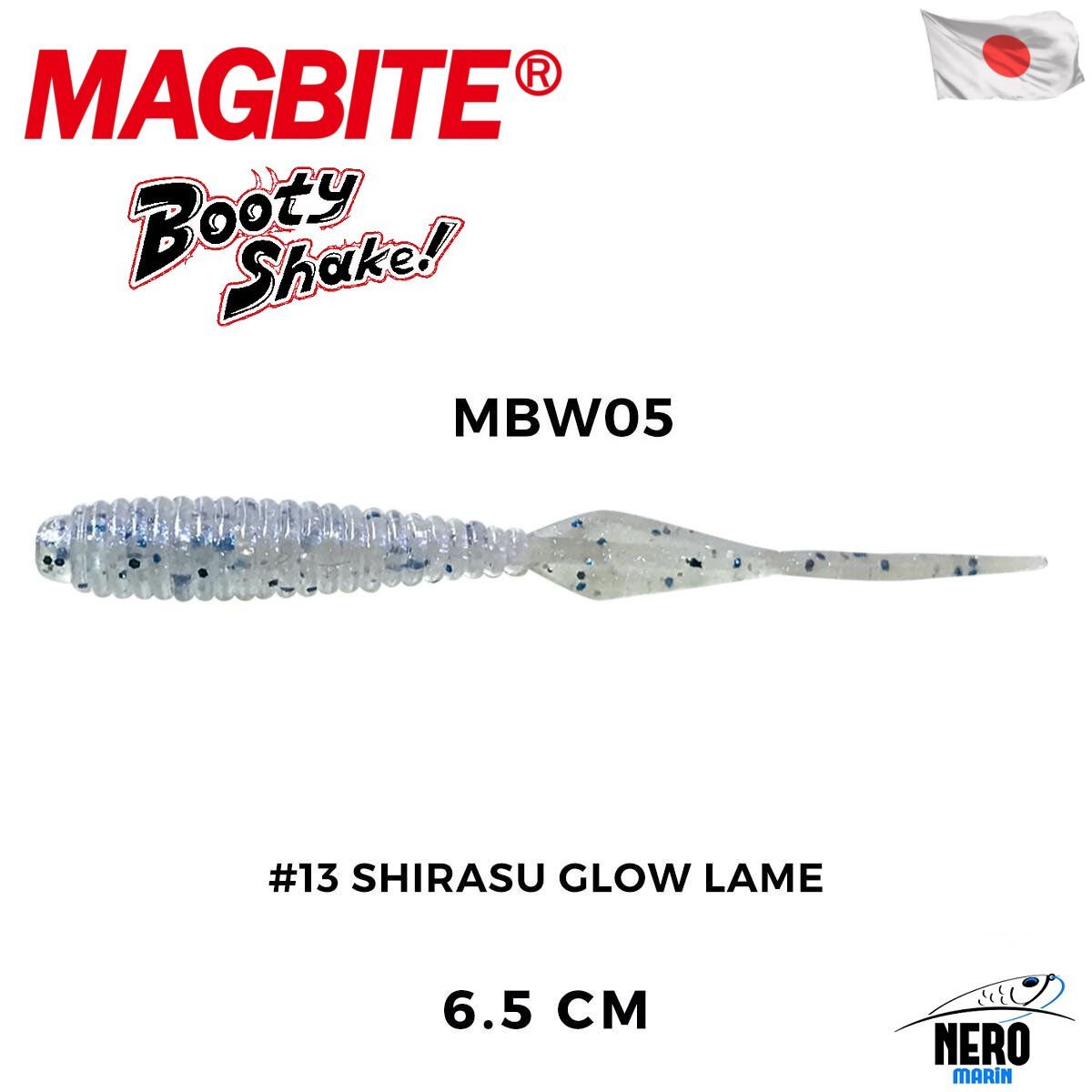 Magbite Booty Shake 6.5cm #13 Shirasu Glow Lame Kokulu Silikon Yem (8 Adet)