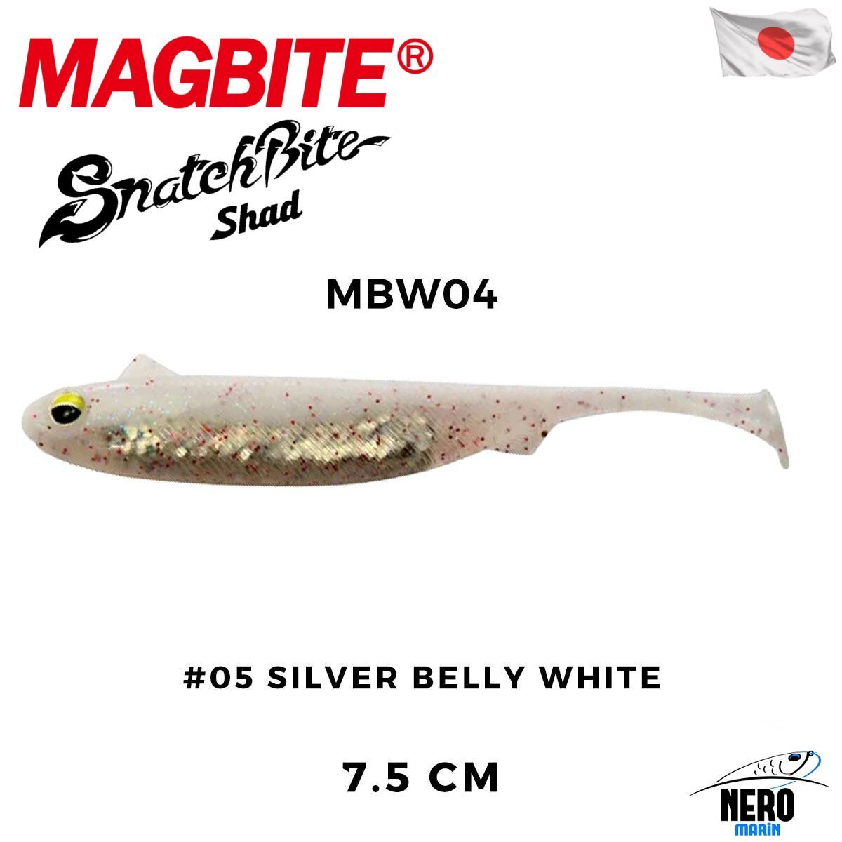 Magbite Snatch Bite Shad 7.5cm #05 Silver Belly White (5 Adet)