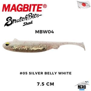 Magbite Snatch Bite Shad 7.5cm #05 Silver Belly White (5 Adet)