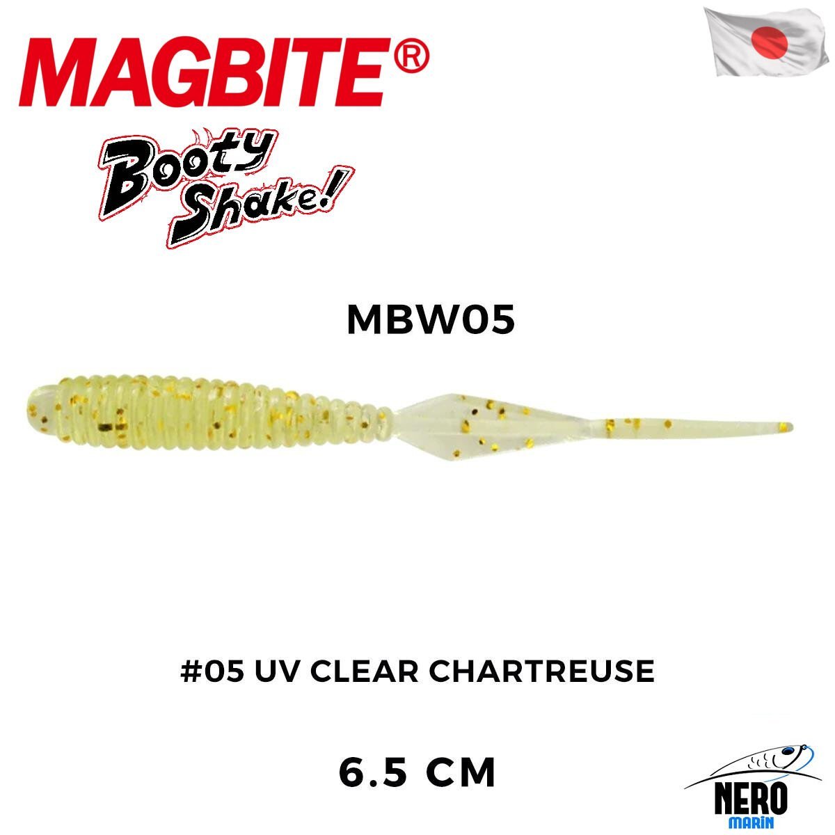 Magbite Booty Shake 6.5cm #05 UV Clear Chartreuse Kokulu Silikon Yem (8 Adet)