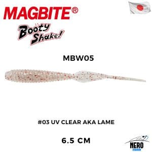 Magbite Booty Shake 6.5cm #03 UV Clear Aka Lame Kokulu Silikon Yem (8 Adet)