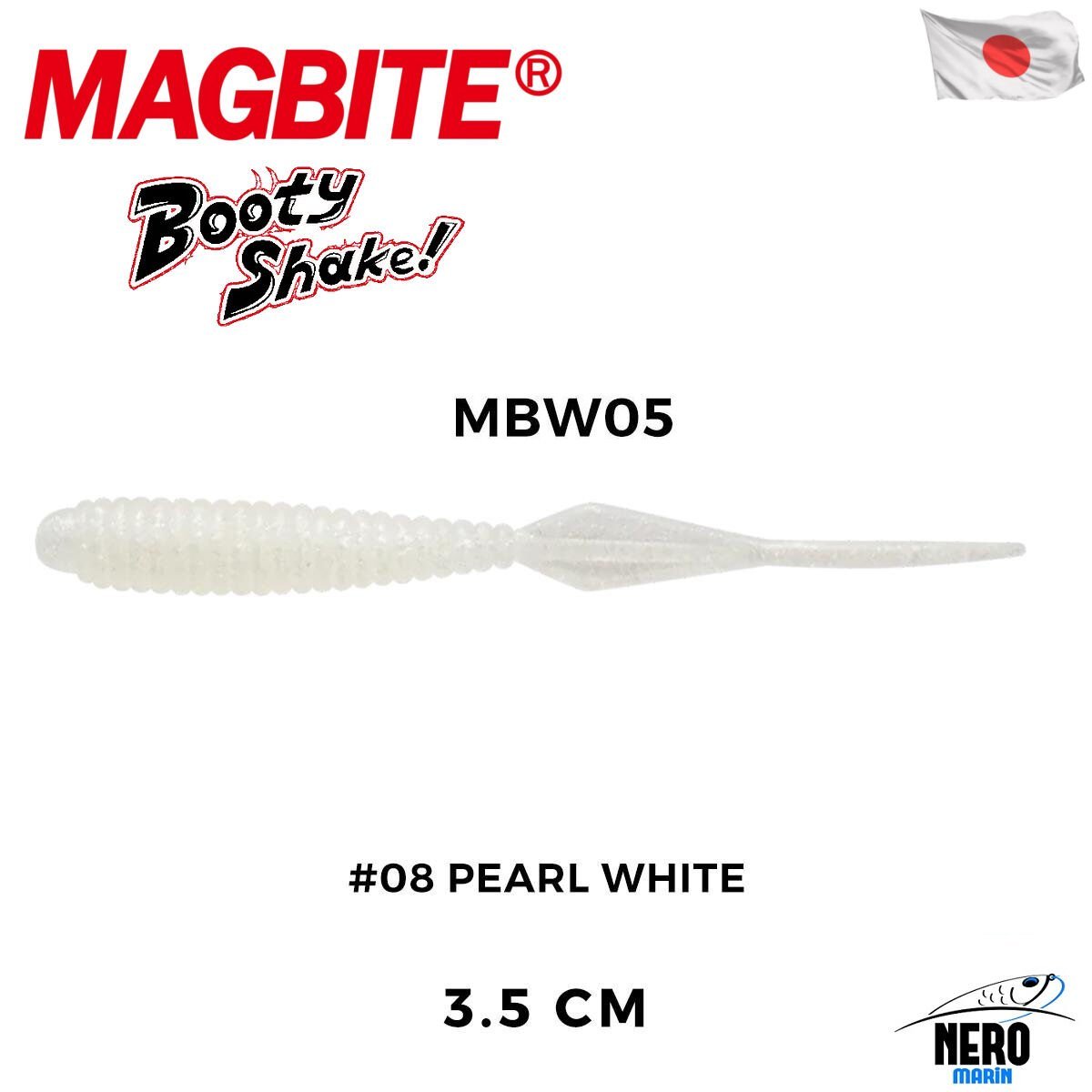 Magbite Booty Shake 3.5cm #08 Pearl White Kokulu Silikon Yem (8 Adet)