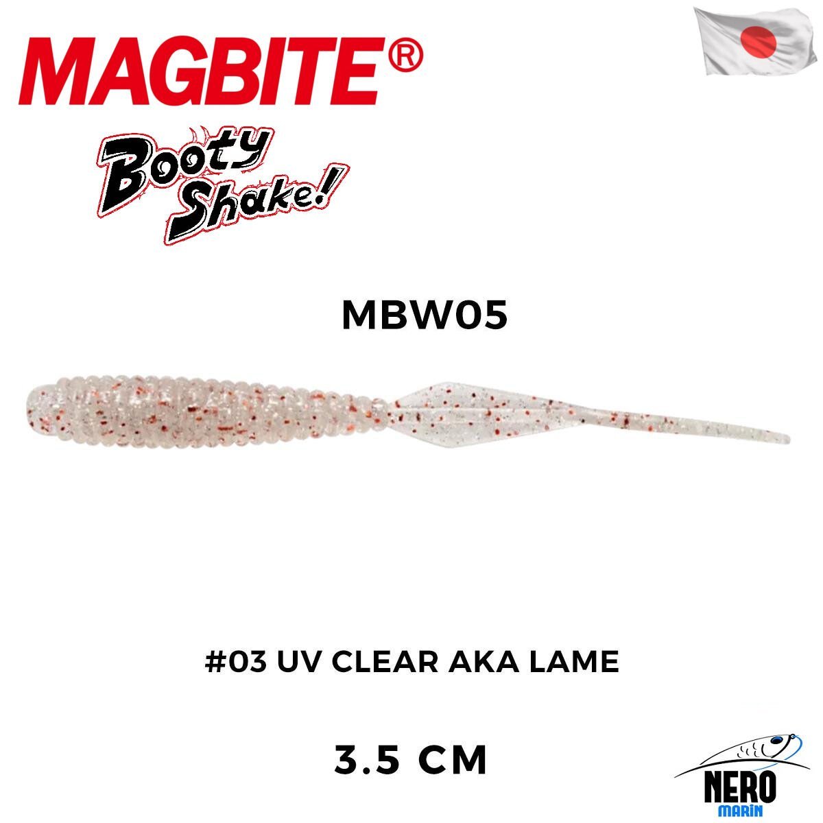 Magbite Booty Shake 3.5cm #03 UV Clear Aka Lame Kokulu Silikon Yem (8 Adet)