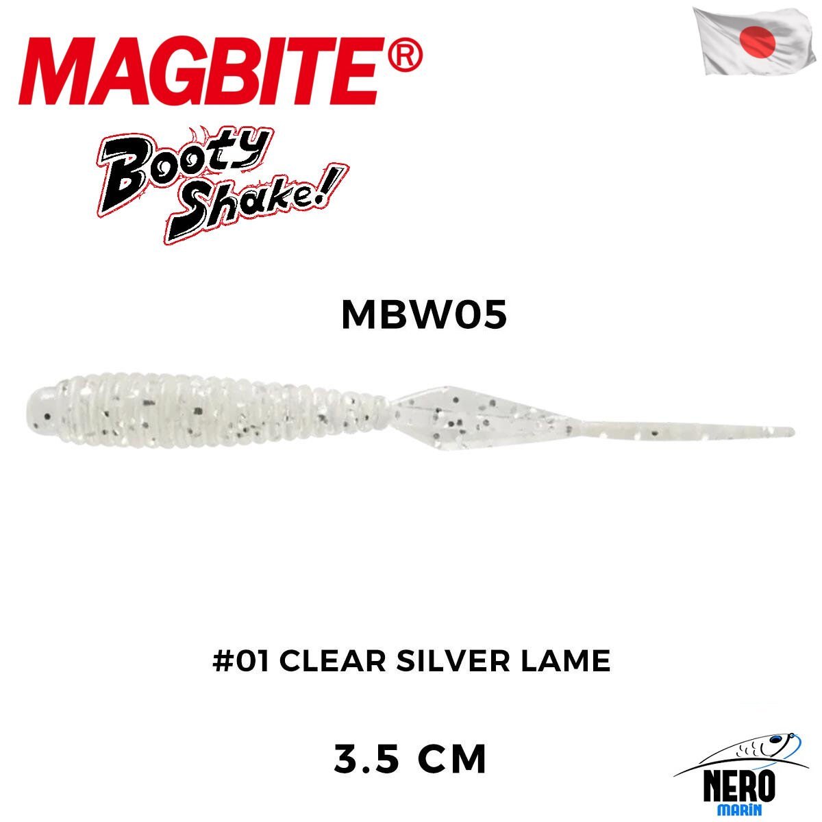 Magbite Booty Shake 3.5cm #01 Clear Silver Lame Kokulu Silikon Yem (8 Adet)