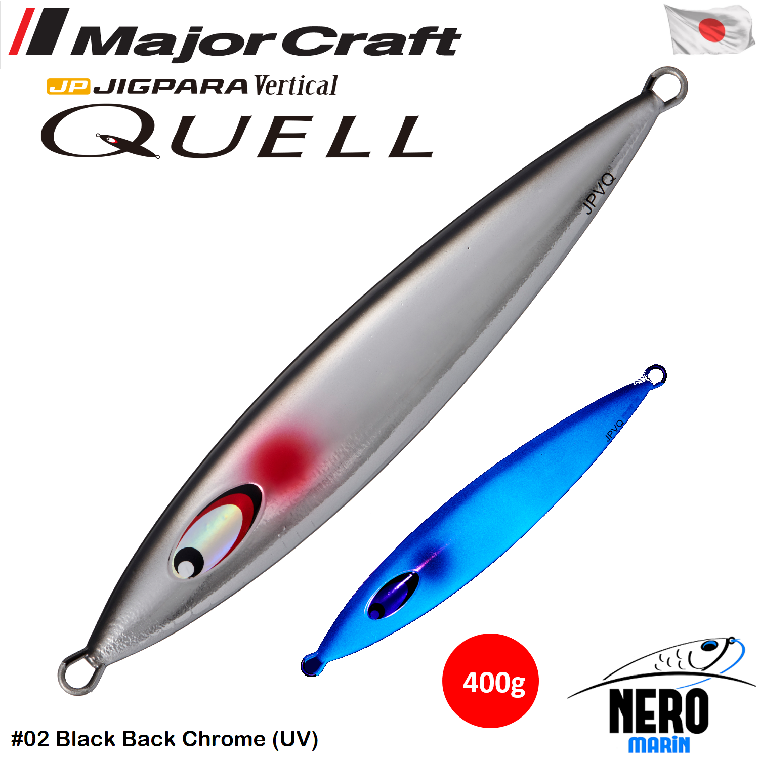 MC Jigpara Vertical Quell JPVQ-400 Jig #02 Black Back Chrome (UV)