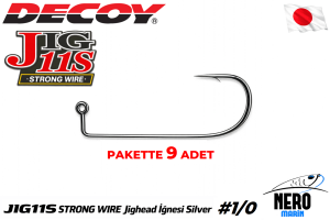 Decoy JIG-11S Strong Wire Jighead İğnesi Silver #1/0 (9 Adet / Paket)
