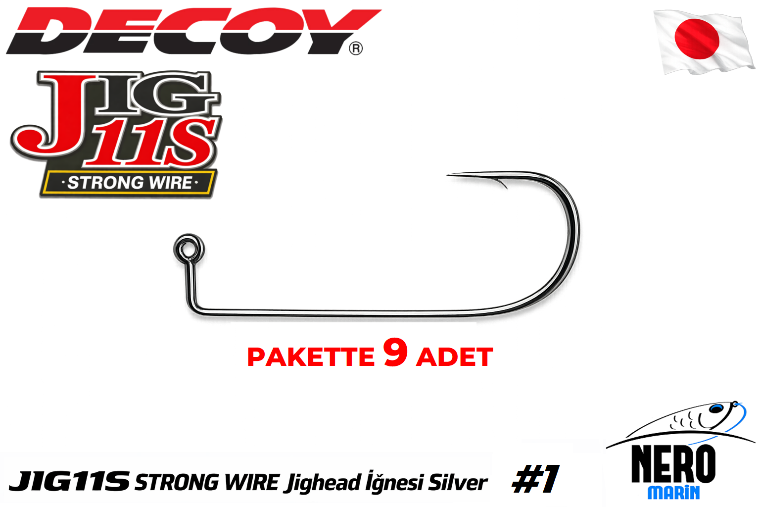 Decoy JIG-11S Strong Wire Jighead İğnesi Silver #2 (9 Adet / Paket)