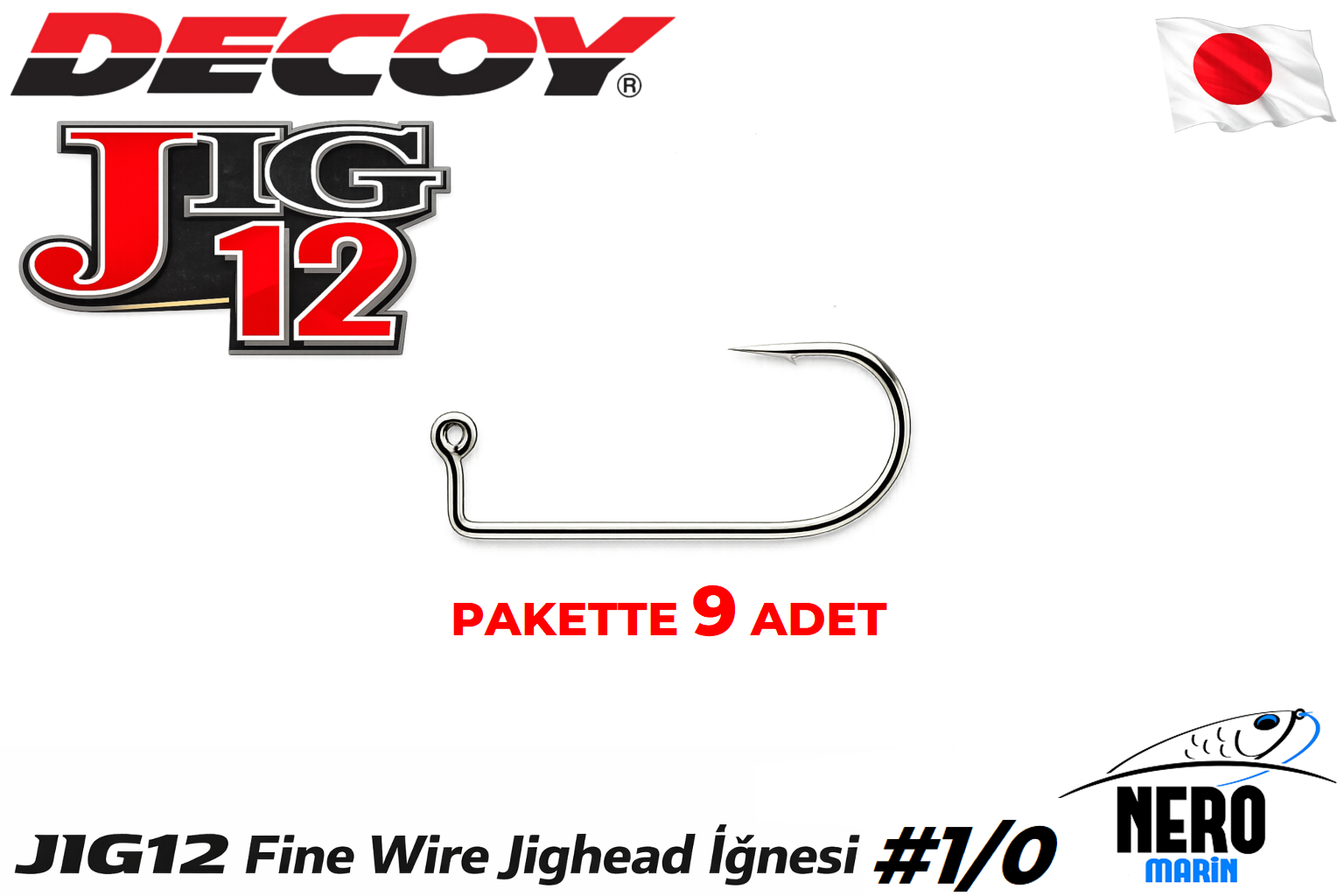 Decoy JIG-12 Fine Wire Jighead İğnesi Silver #1/0 (9 Adet / Paket)