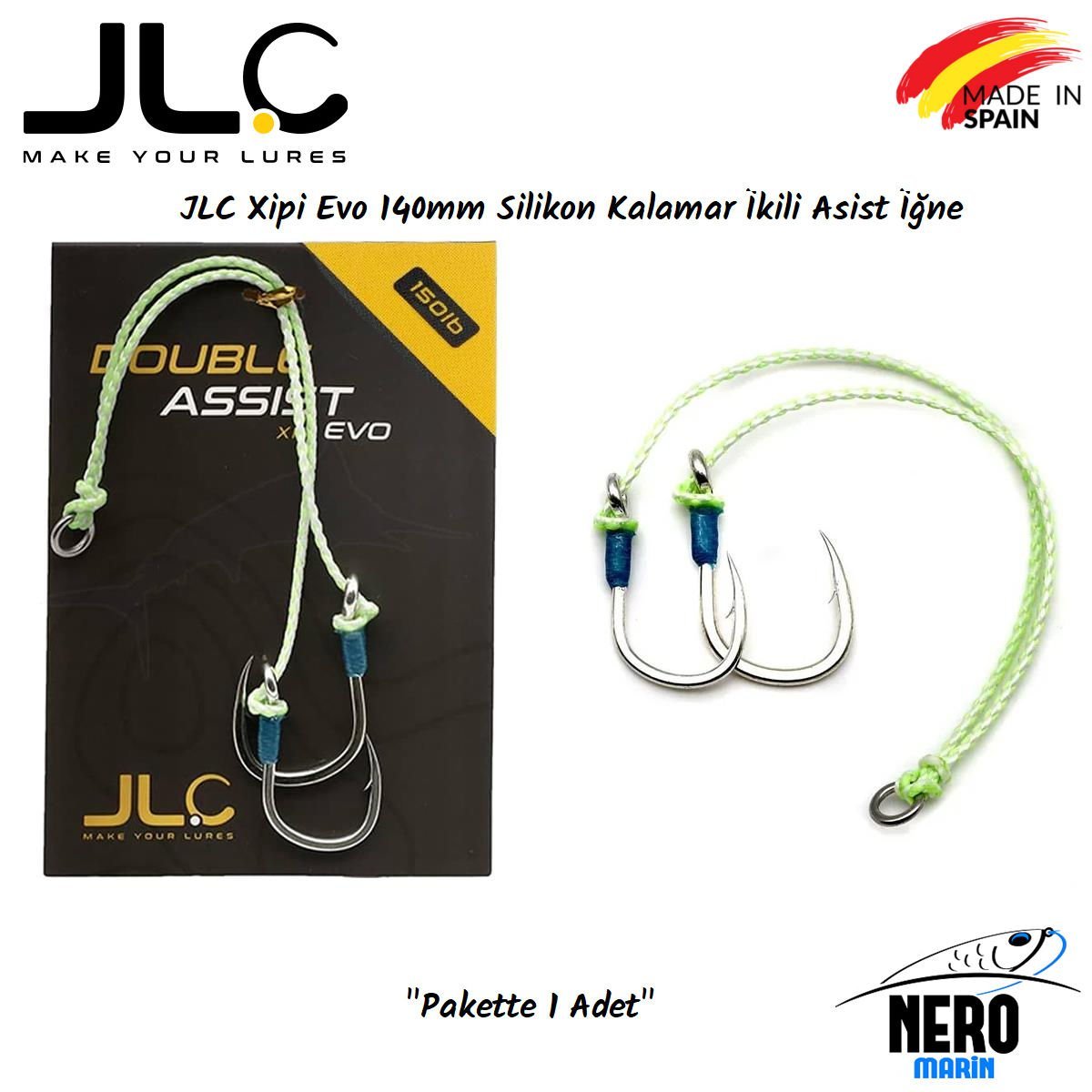 JLC Xipi Evo Silikon Kalamar 140mm Çiftli Asist İğne 1 Adet/Paket