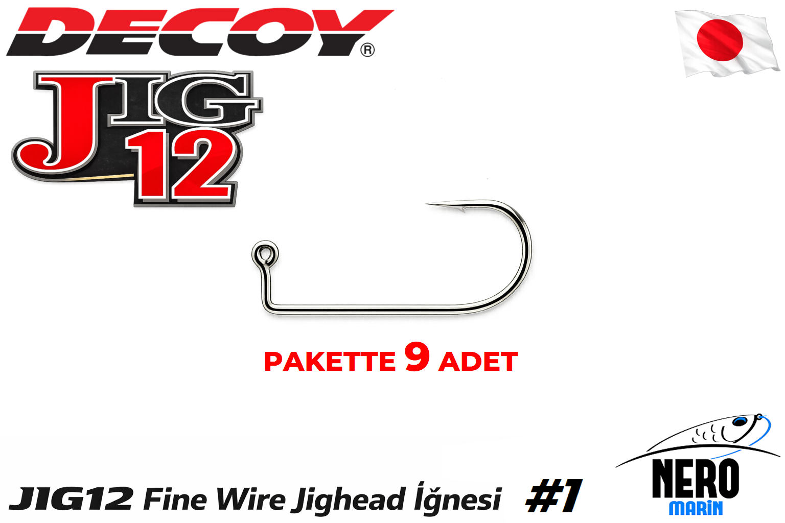Decoy JIG-12 Fine Wire Jighead İğnesi Silver #1 (9 Adet / Paket)