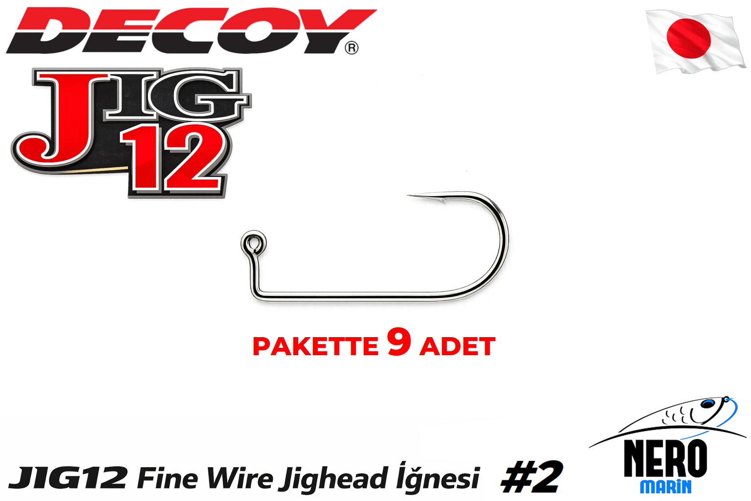 Decoy JIG-12 Fine Wire Jighead İğnesi Silver #2 (9 Adet / Paket)