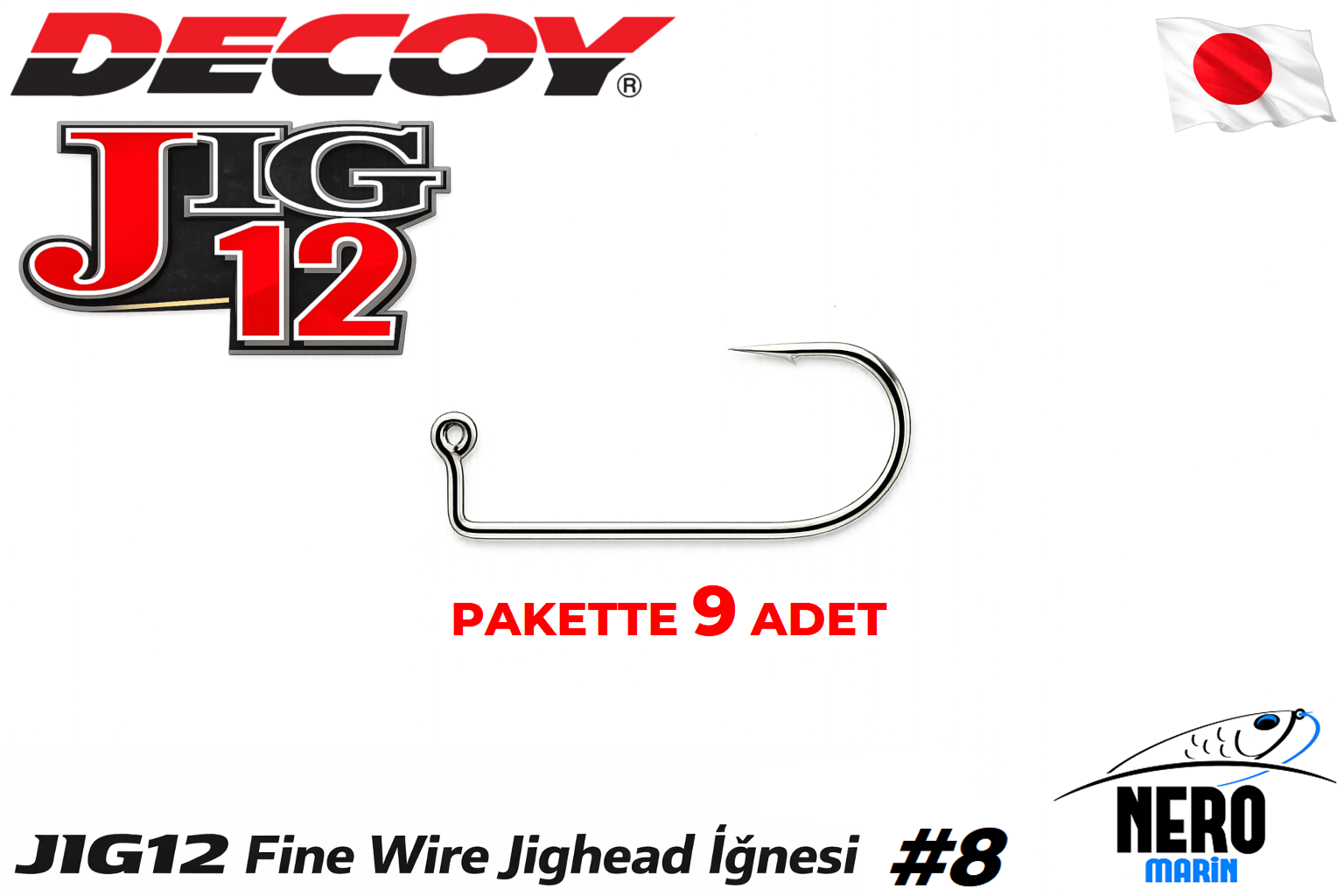 Decoy JIG-12 Fine Wire Jighead İğnesi Silver #8 (9 Adet / Paket)