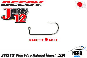 Decoy JIG-12 Fine Wire Jighead İğnesi Silver #8 (9 Adet / Paket)