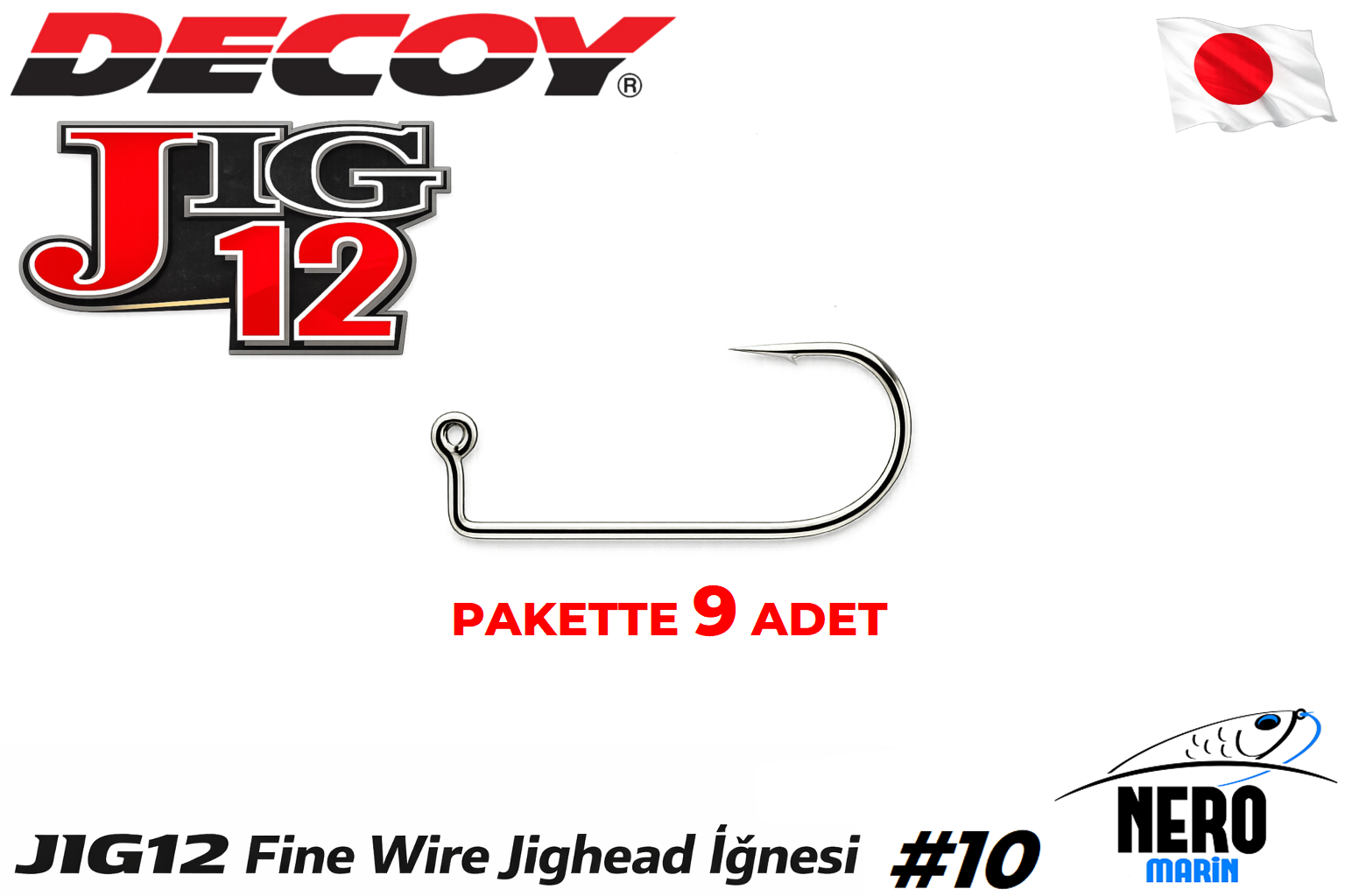 Decoy JIG-12 Fine Wire Jighead İğnesi Silver #10 (9 Adet / Paket)