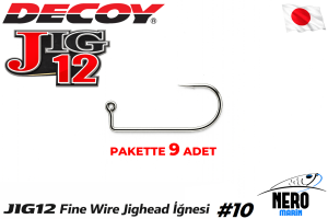 Decoy JIG-12 Fine Wire Jighead İğnesi Silver #10 (9 Adet / Paket)