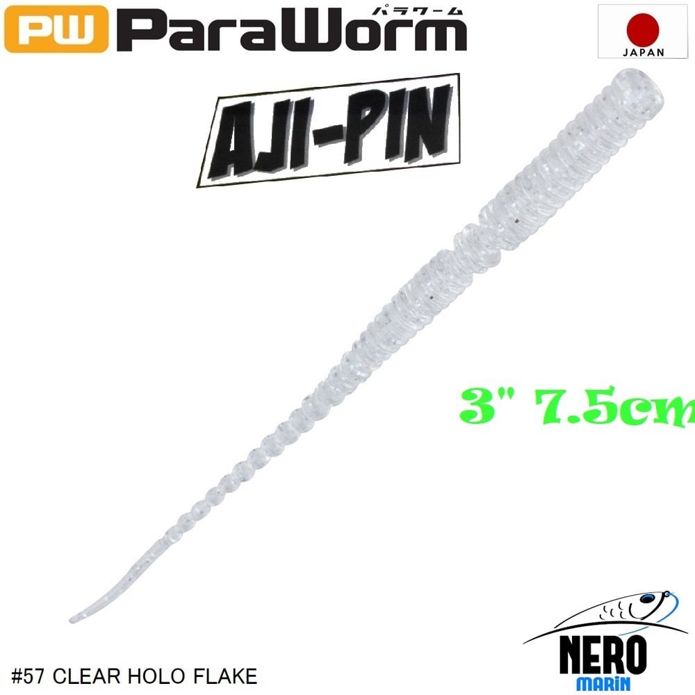 MC Para Worm PW-AJIPIN 3'' #57 Clear Hollow Flake