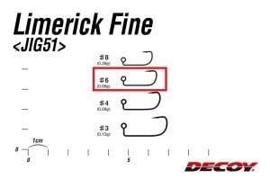 Decoy JIG-51 LimErick Fine Jighead İğnesi #6 (10 Adet / Paket)