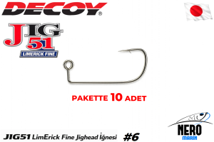 Decoy JIG-51 LimErick Fine Jighead İğnesi #6 (10 Adet / Paket)