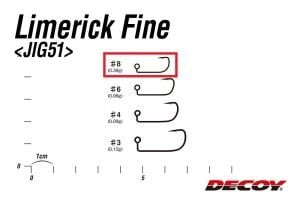Decoy JIG-51 LimErick Fine Jighead İğnesi #8 (10Adet / Paket)