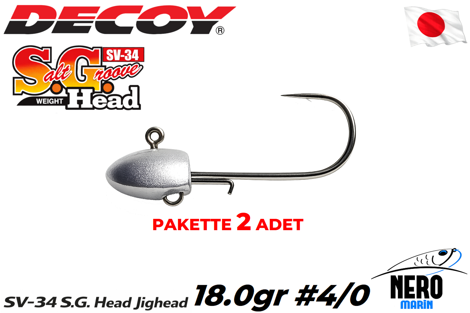 Decoy SV-34 S.G. Head Jighead #4/0-18gr (2 Adet / Paket)