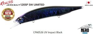 Realis Jerkbait 120SP SW CPA0526 UV Impact Black (NEW)