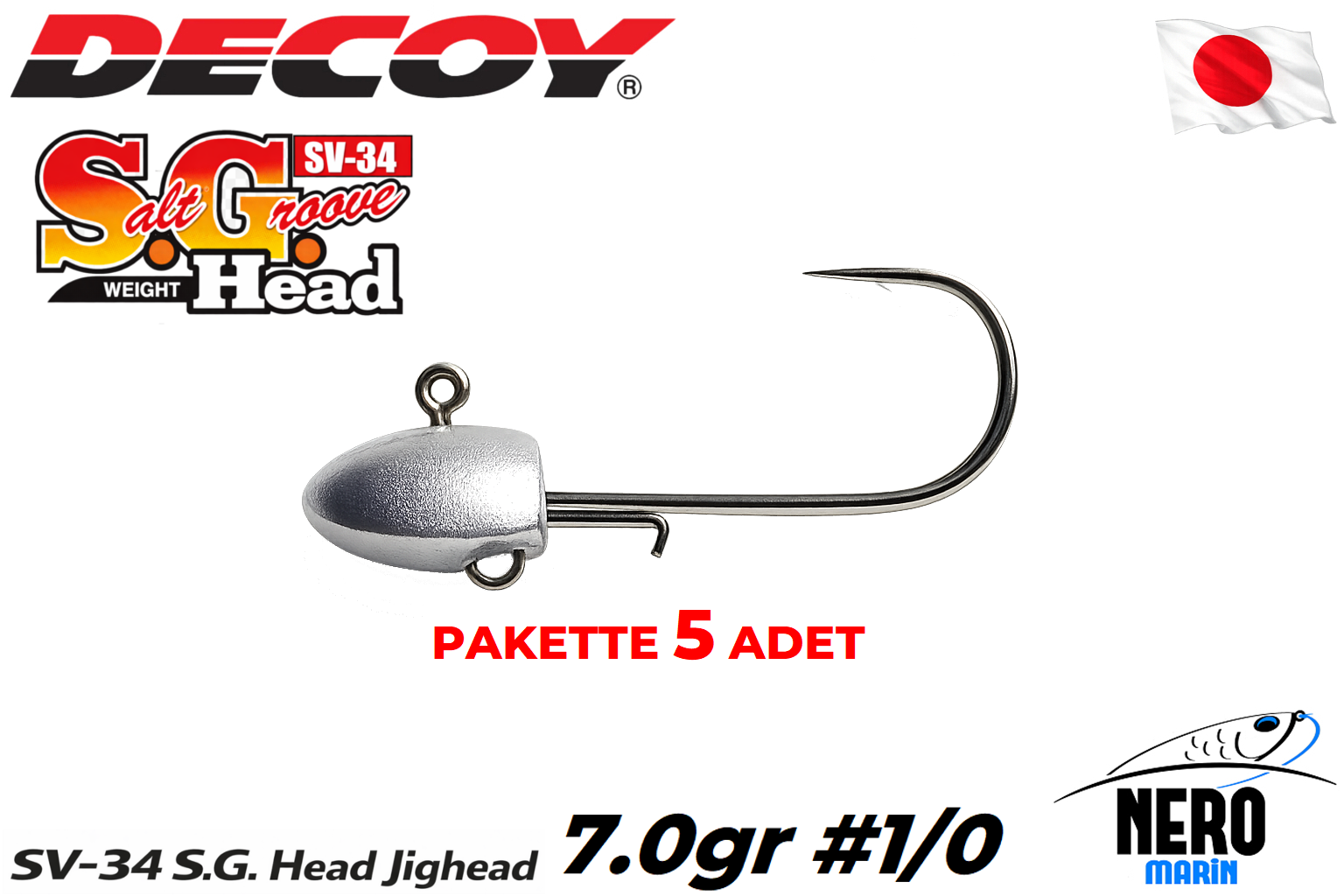 Decoy SV-34 S.G. Head Jighead #1/0-7gr (5 Adet / Paket)