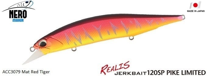 Realis Jerkbait 120SP Pike  ACC3079 Mat Red Tiger