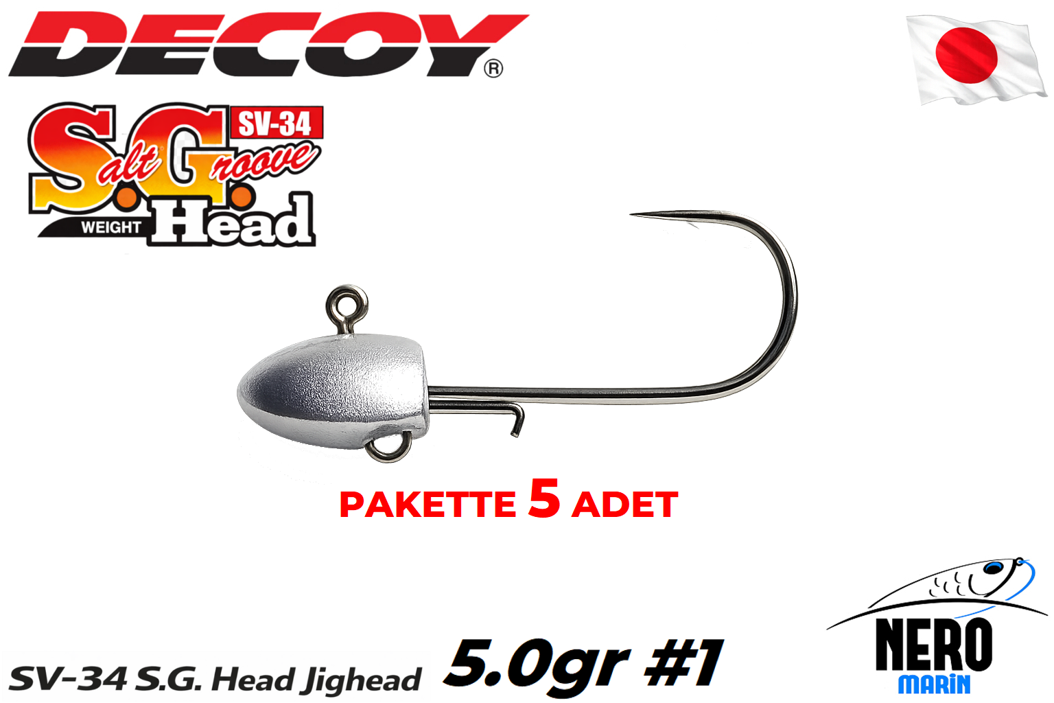 Decoy SV-34 S.G. Head Jighead #1-5gr (5 Adet / Paket)