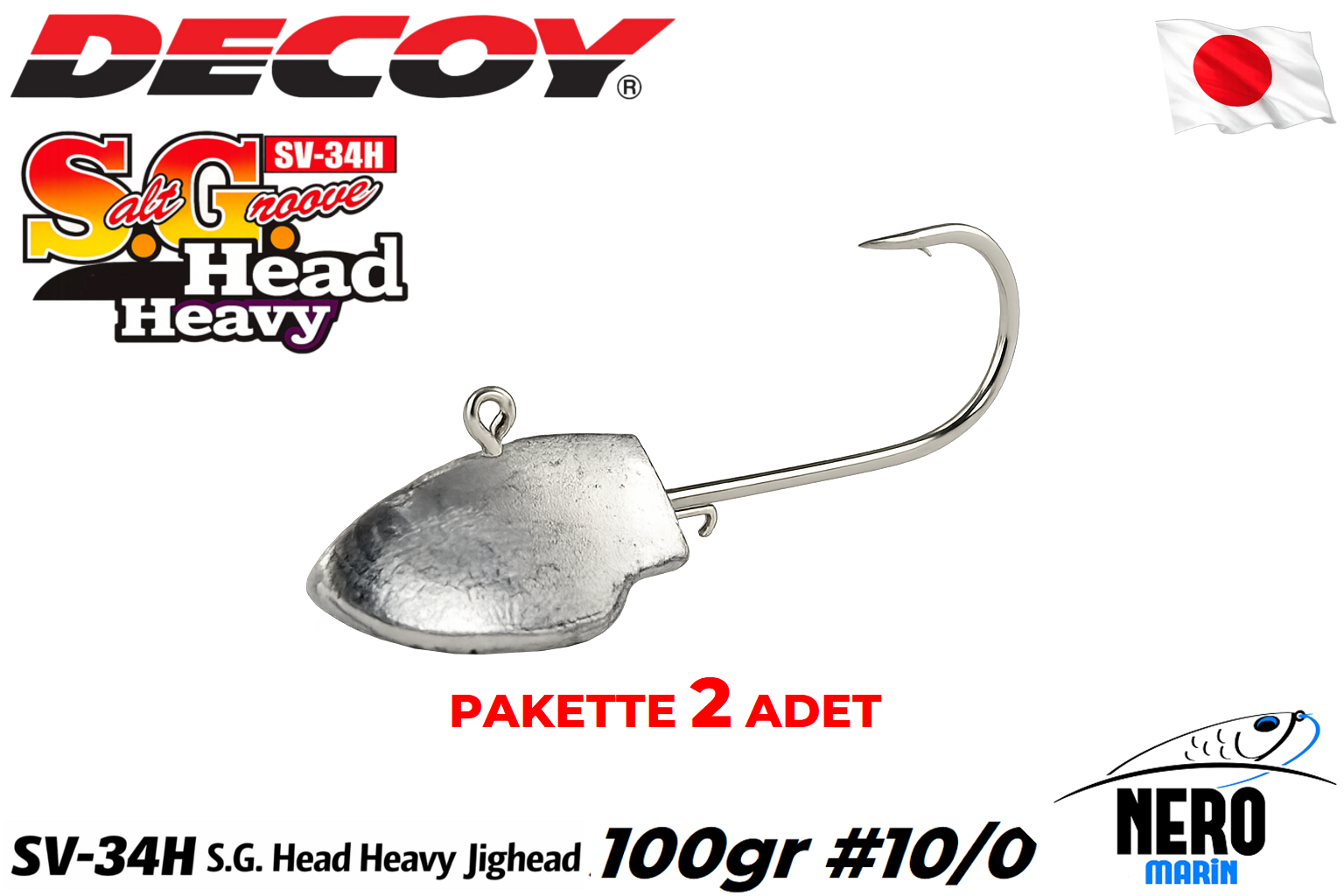 Decoy SV-34H S.G. Head Heavy Jighead SW #10/0-100g (2 Adet / Paket)