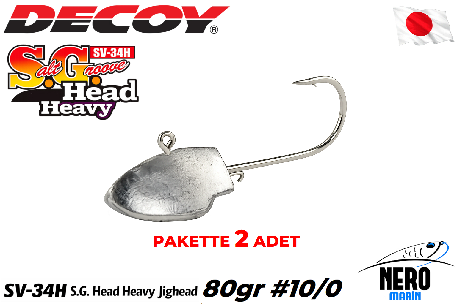 Decoy SV-34H S.G. Head Heavy Jighead SW #10/0-80g (2 Adet / Paket)